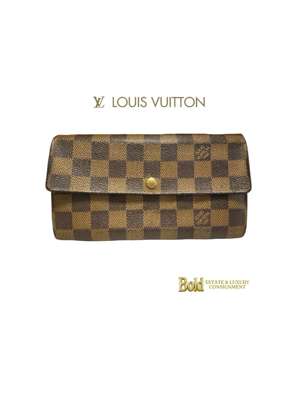 Louis Vuitton Sarah Wallet in the classic Damier Ebene Canvas